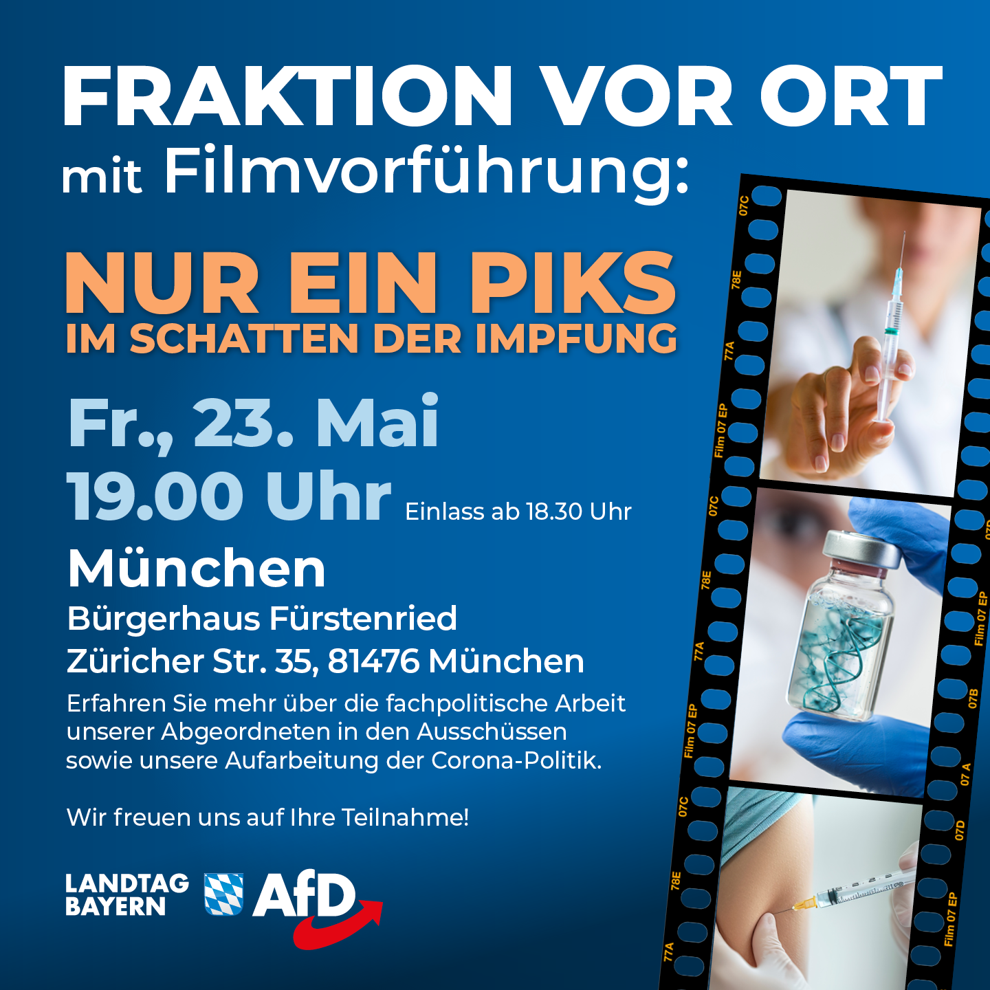 "Fraktion vor Ort" in München mit Filmvorführung „Nur ein Piks“ 1 25 05 23 Nur ein Piks Muenchen