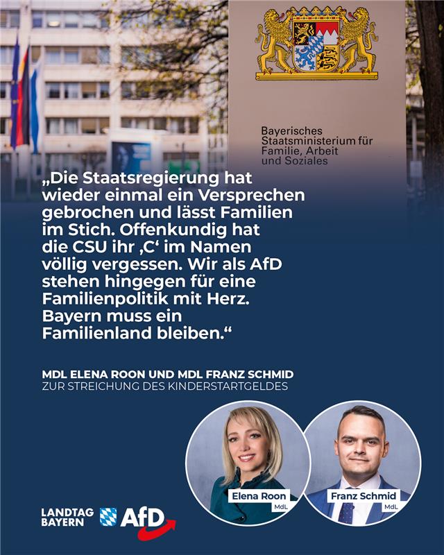 AfD Fraktion im Bayerischen Landtag 12 Streichung Kinderstartgeld