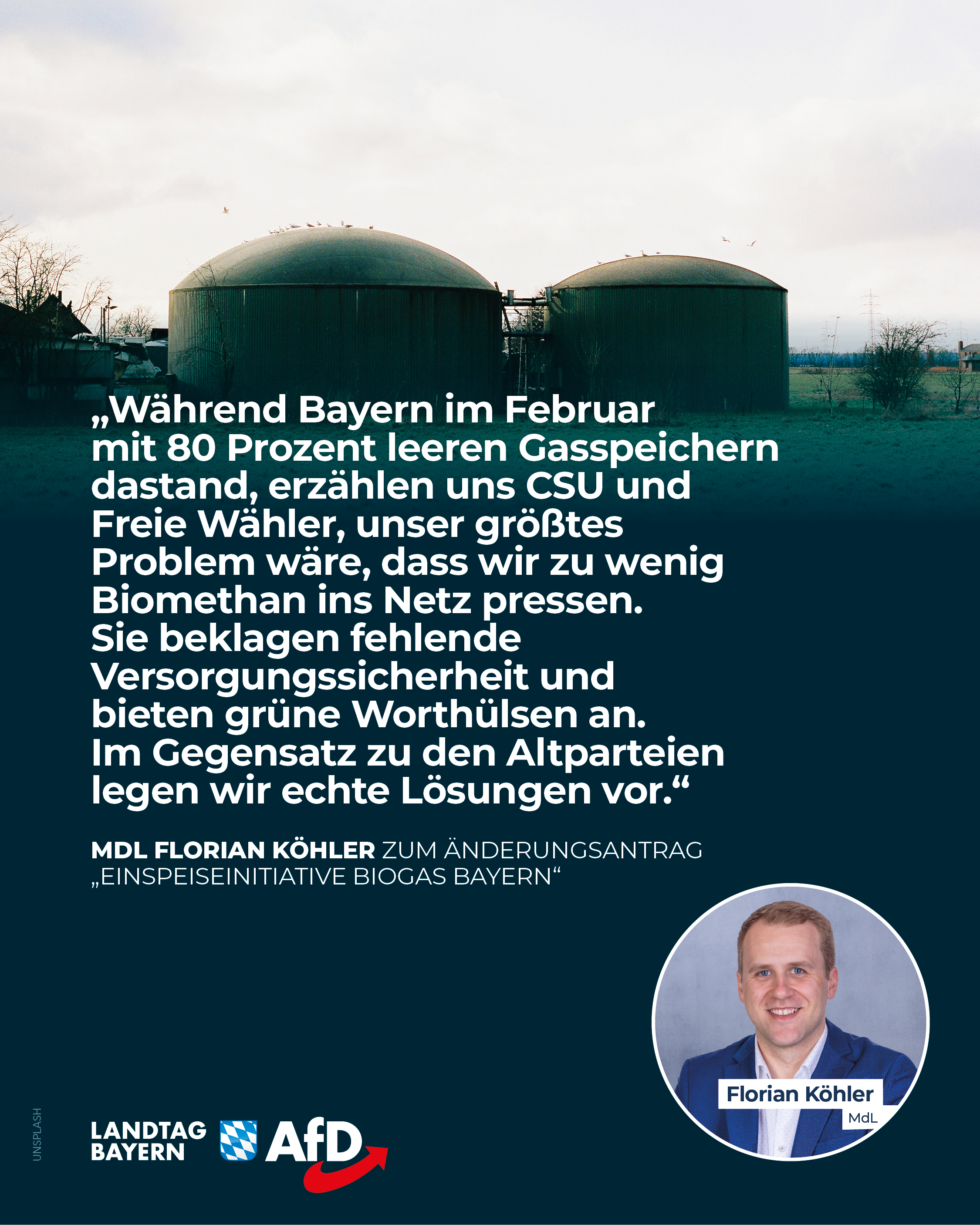 AfD Fraktion im Bayerischen Landtag 12 Einspeiseinitiative Biogas Bayern Methangas