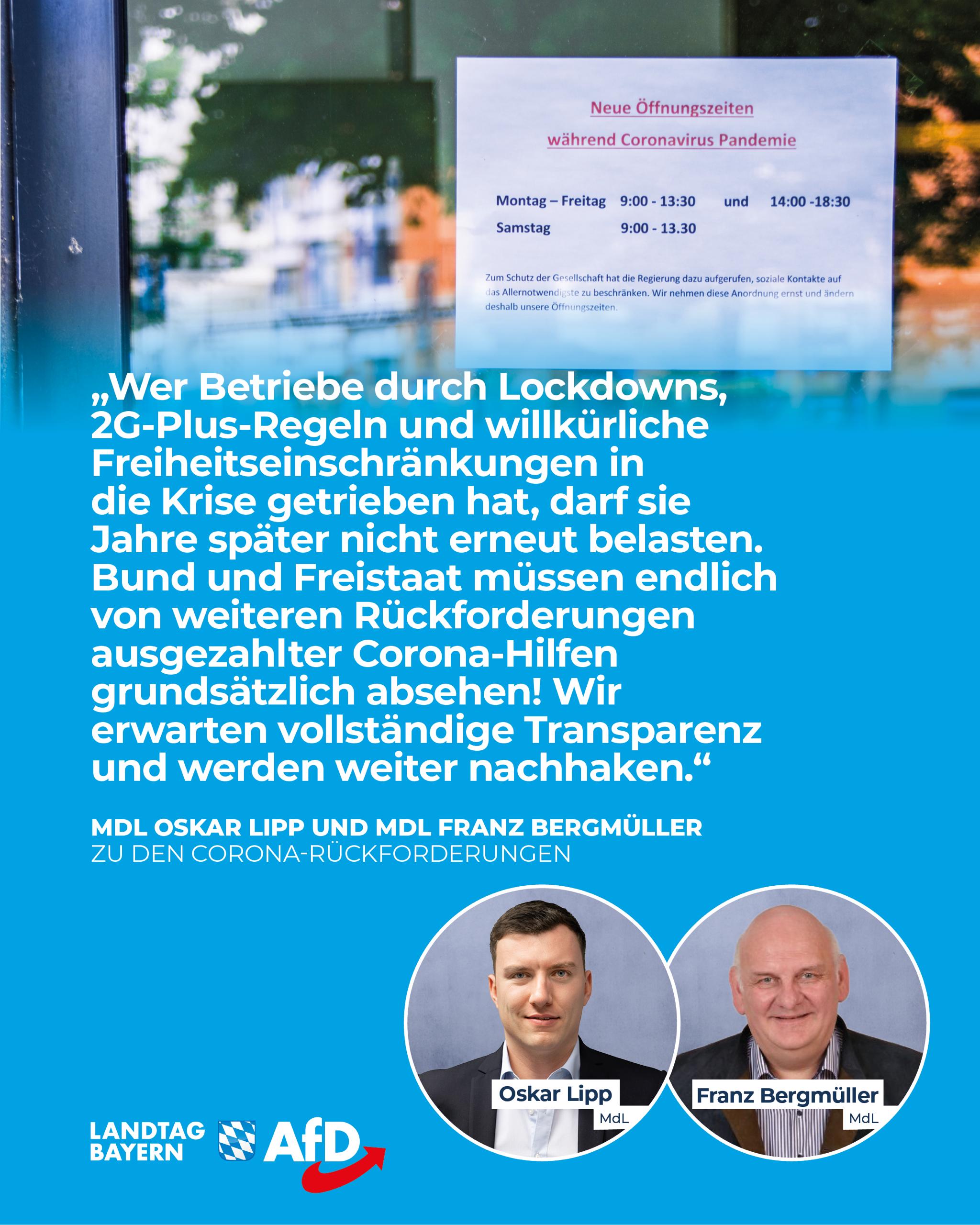 Stopp der Corona Rueckforderungen