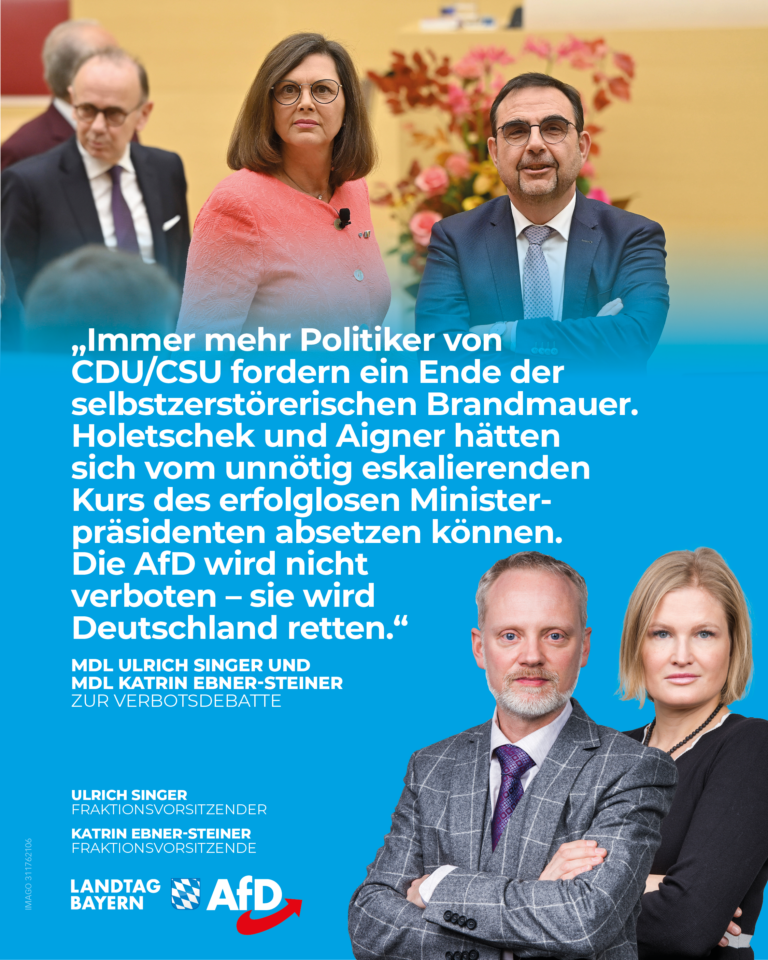 Ulrich Singer / Katrin Ebner-Steiner: Holetschek und Aigner schwadronieren über AfD-Verbot – Sie bekämpfen die Opposition, wir retten Deutschland!