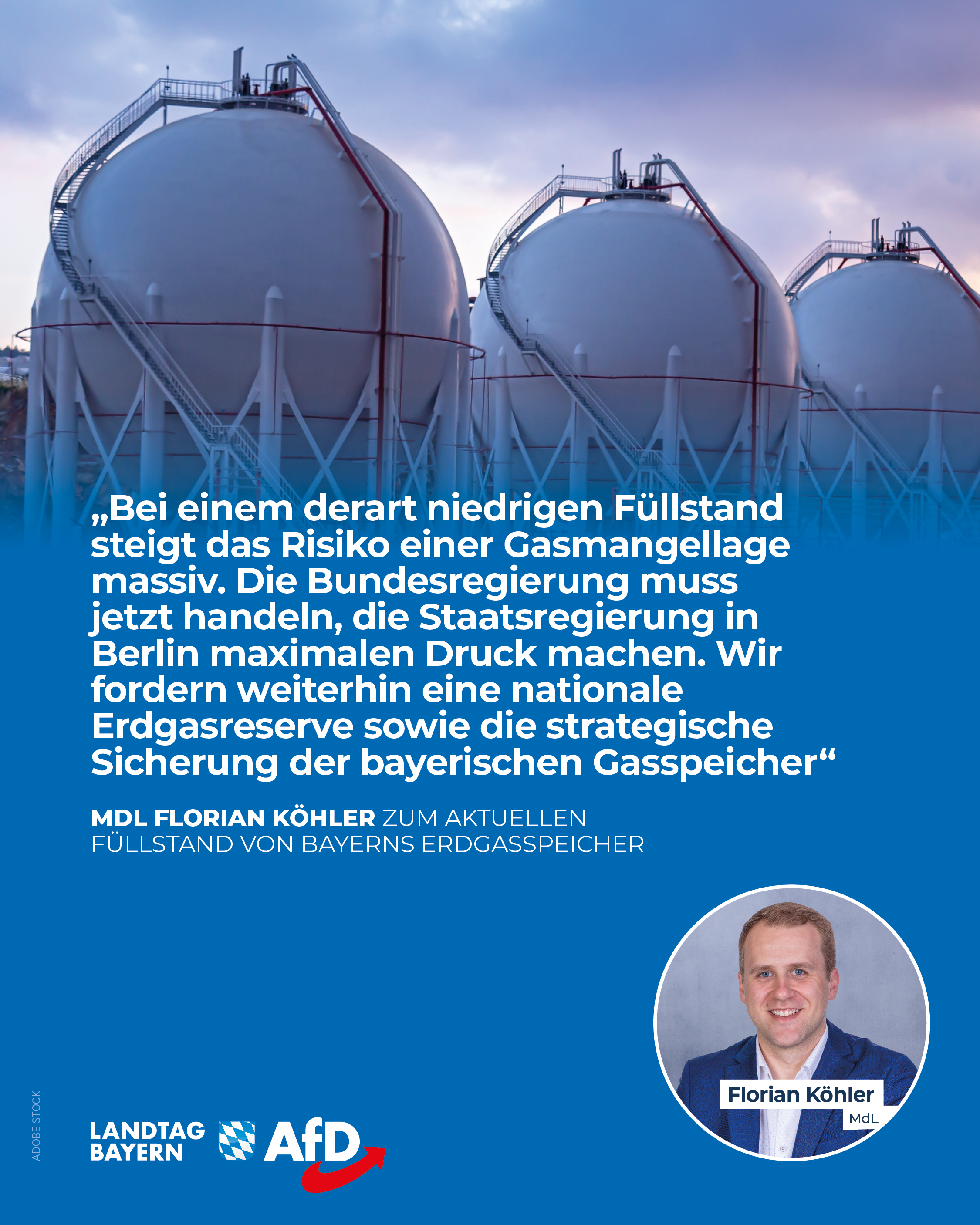 AfD Fraktion im Bayerischen Landtag 12 Bayern Gasspeicher Fuellstand Sommer 2026